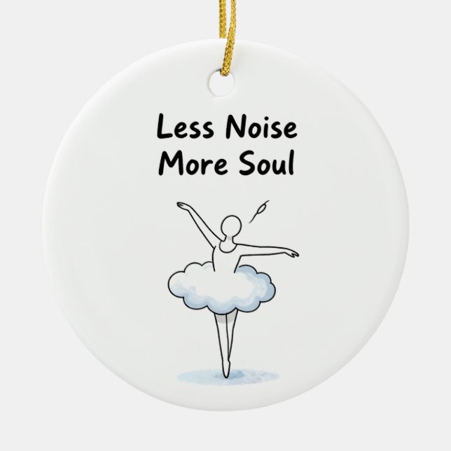 Minimalist Ballet Dancer Soul Quote Art Ceramic Tree Decoration (Front)