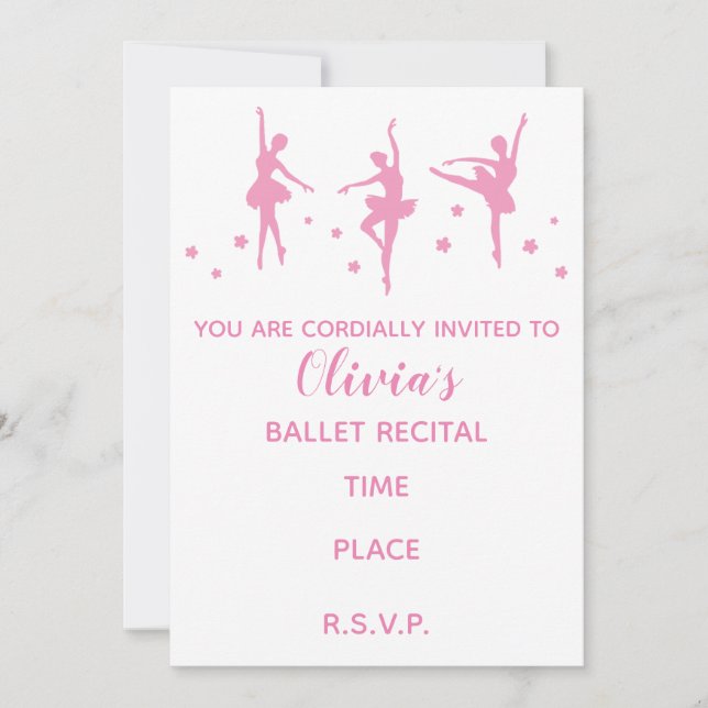 Minimalist, Ballet Recital. Invitation (Front)