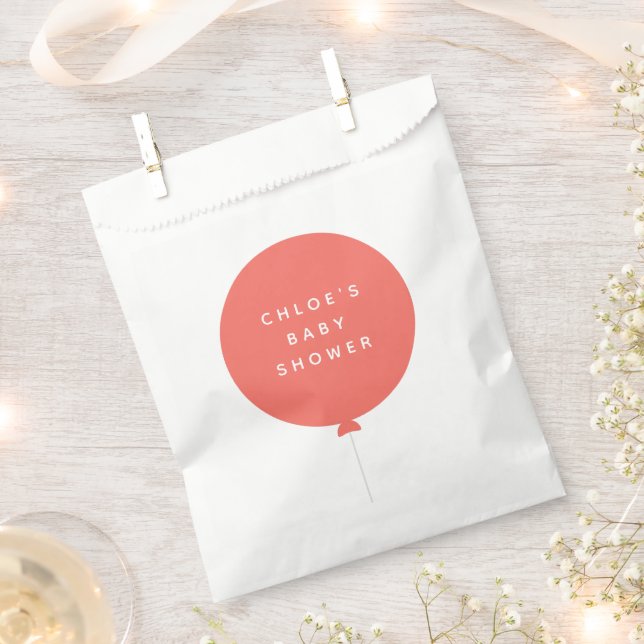 Minimalist Balloon | Coral Pink Cute Baby Shower Favour Bags (Clipped)