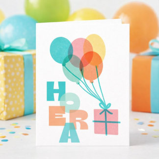 Minimalist Balloons Gift Cheers Birthday Card
