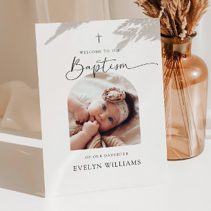 Minimalist Baptism Photo Arch Welcome  Pedestal Sign