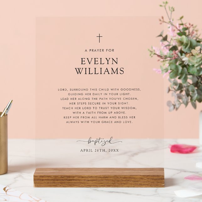 Minimalist Baptism Prayer Personalised Acrylic Sign (Creator Uploaded)