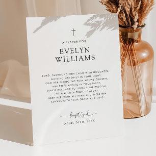 Minimalist Baptism Prayer Personalised Pedestal Sign