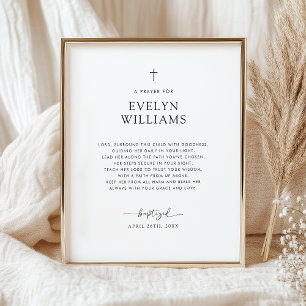 Minimalist Baptism Prayer Personalised Poster