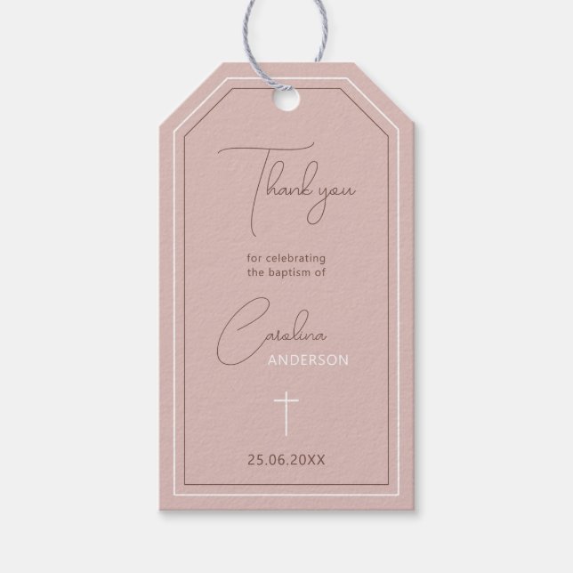Minimalist Baptism thank you tag (Front)