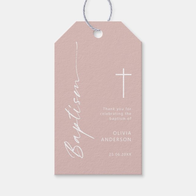 Minimalist Baptism thank you tag (Front)
