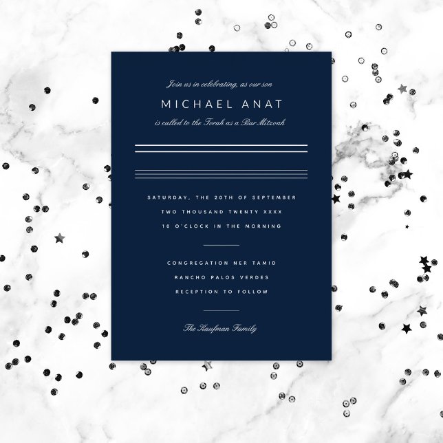 Minimalist Bar Mitzvah Navy Blue Silver (Creator Uploaded)