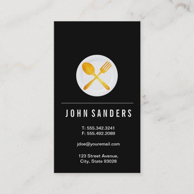 Minimalist Bar Plate Silverware Business Card (Front)