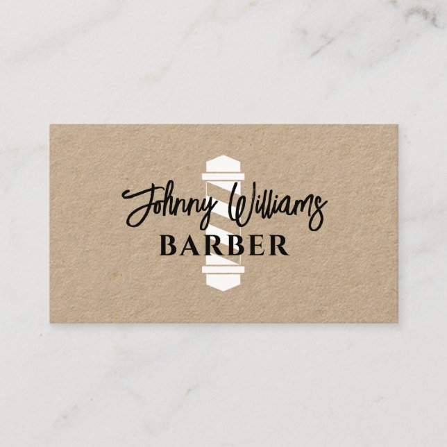 Minimalist barber pole barbershop business card (Front)
