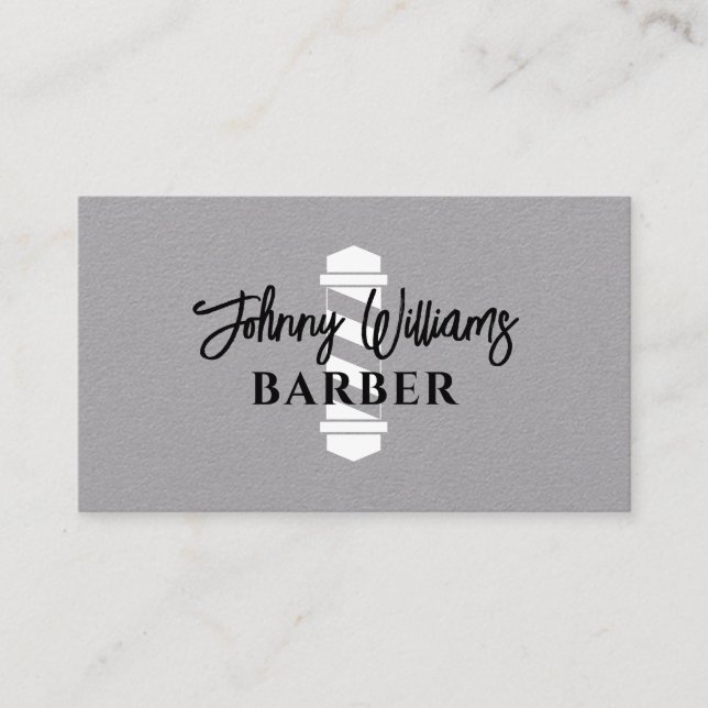 Minimalist barber pole barbershop business card (Front)