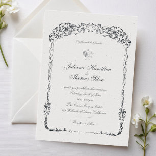 Minimalist Baroque Frame Elegant Wedding Invitation