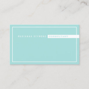 minimalist basic, consultant pale turquoise blue business card