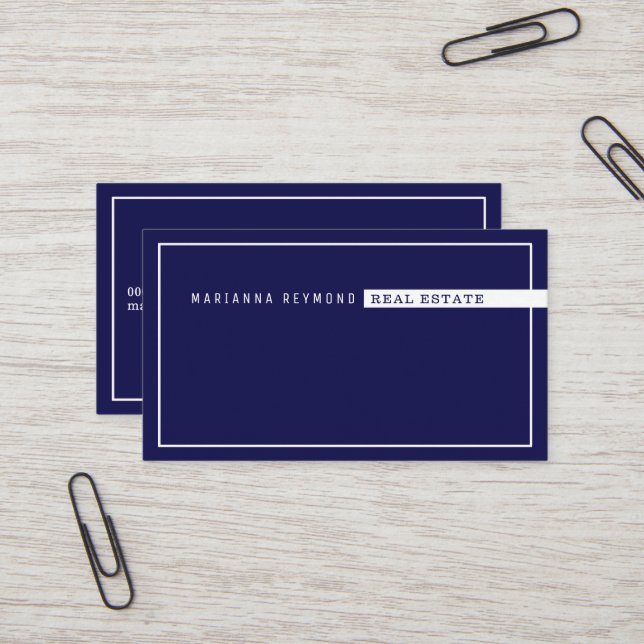 Minimalist Basic & Modern, Real Estate Blue Business Card (Front/Back In Situ)