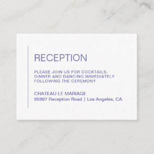 Minimalist basic periwinkle wedding reception enclosure card