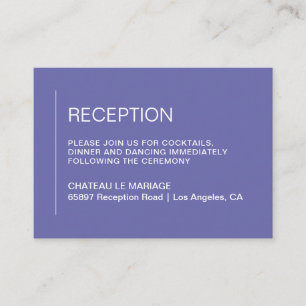 Minimalist basic periwinkle wedding reception  enclosure card