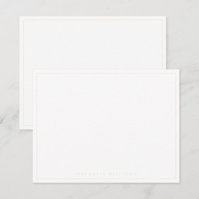 Minimalist Basic Personalise Blush Pink Stationery Card (Front/Back)