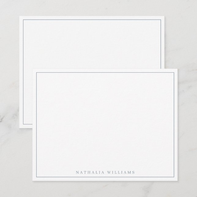 Minimalist Basic Personalise Dusty Blue Stationery Card (Front/Back)