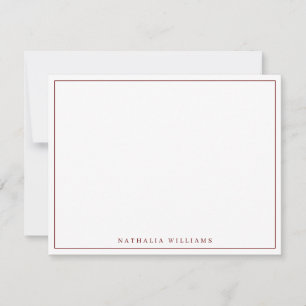 Minimalist Basic Personalise Maroon Stationery Card