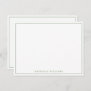 Minimalist Basic Personalise Moss Green Stationery Card