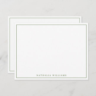 Minimalist Basic Personalise Moss Green Stationery Card
