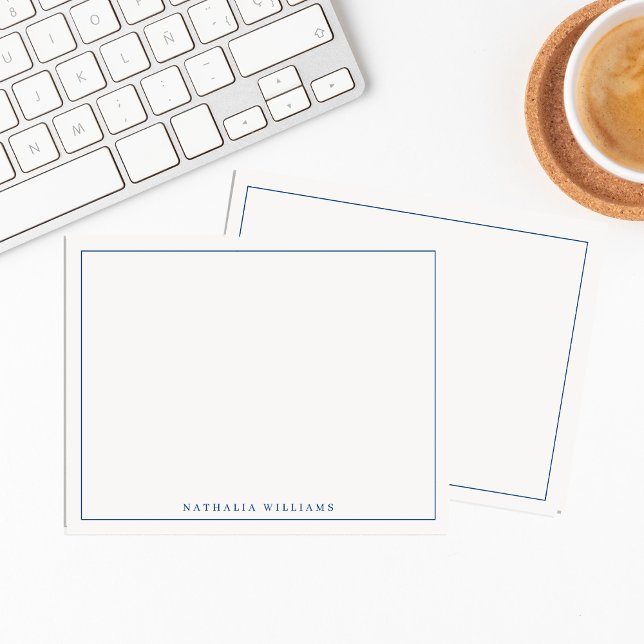 Minimalist Basic Personalise Navy Blue Stationery Card (Creator Uploaded)