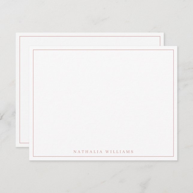 Minimalist Basic Personalise Rose Mauve Stationery Card (Front/Back)