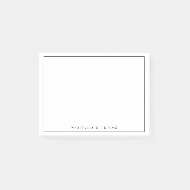 Minimalist Basic Personalize Black Stationery Post-it Notes (Front)