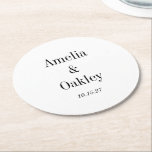 Minimalist Basic White Elegant Wedding Custom Round Paper Coaster<br><div class="desc">Minimalist Basic White Elegant Wedding Custom Round Paper Coaster</div>
