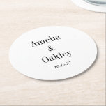 Minimalist Basic White Elegant Wedding Custom Round Paper Coaster<br><div class="desc">Minimalist Basic White Elegant Wedding Custom Round Paper Coaster</div>