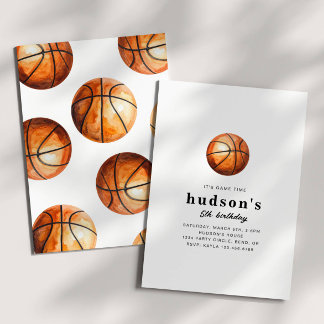 Minimalist Basketball Birthday Invitation
