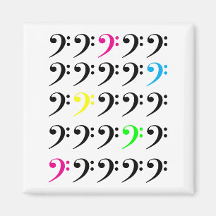 Minimalist Bass Clef Grid Pattern Magnet