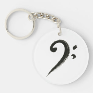 Minimalist Bass Clef – Ink Brush Music Symbol on Key Ring