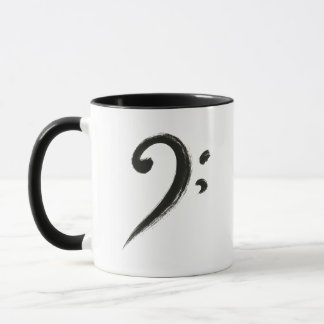 Minimalist Bass Clef – Ink Brush Music Symbol on Mug