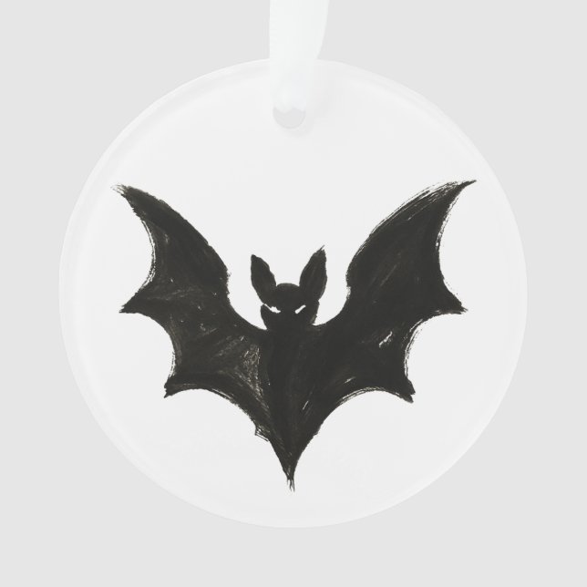 Minimalist Bat – Ink Brush Halloween Creature on  Ornament (Front)