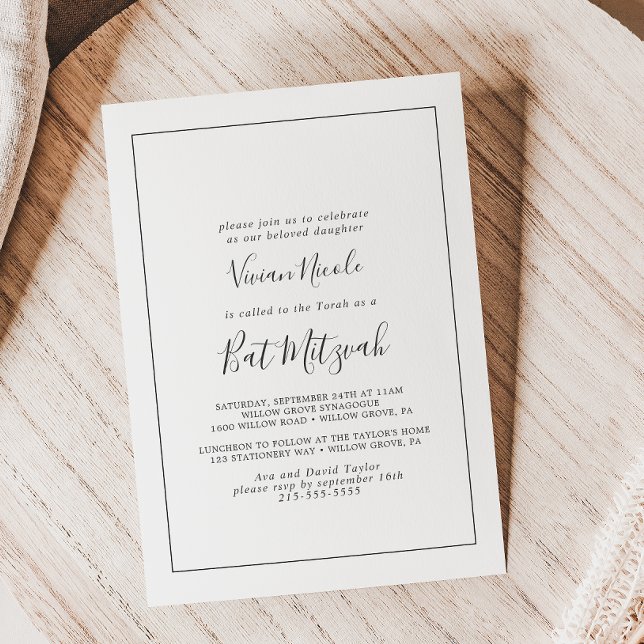 Minimalist Bat Mitzvah Invitation (Creator Uploaded)