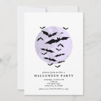 Minimalist Bats Full Moon Halloween Party