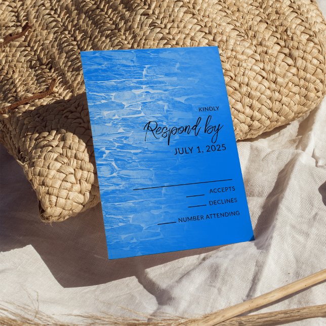 Minimalist Beach Azure Blue RSVP Card (Creator Uploaded)