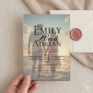Minimalist Beach Destination Photo Wedding Invitation