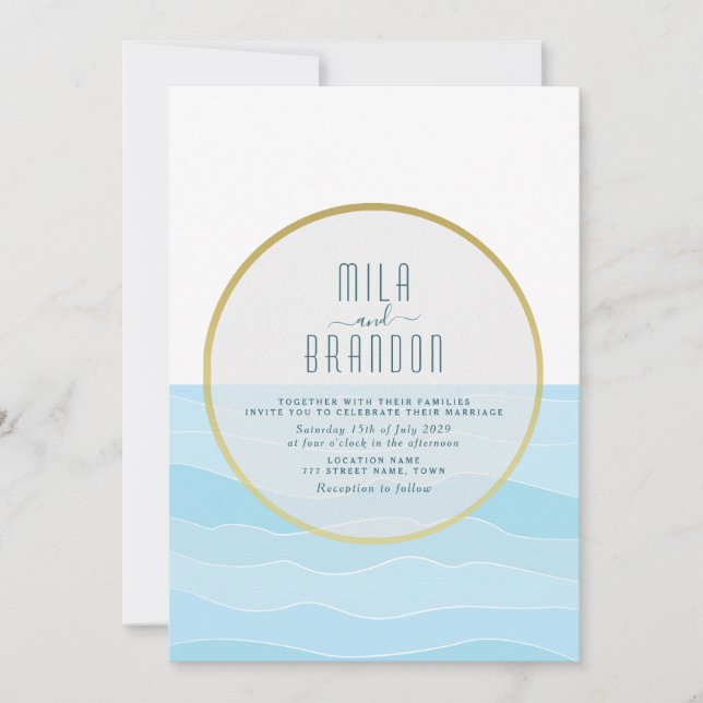 Minimalist Beach Destination Wedding Invitation (Front)