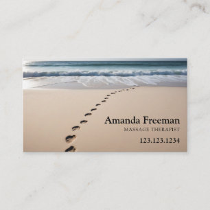 Minimalist Beach Scene Massage Therapy Business Card