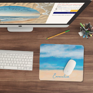 Minimalist Beach Scene Painting Mouse Mat