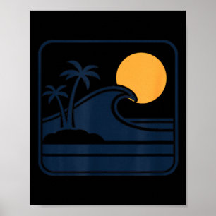 Minimalist Beach Vacation Palm Tree Sunset Graphic Poster
