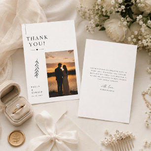 Minimalist Beach Wedding Photo Thank You Card