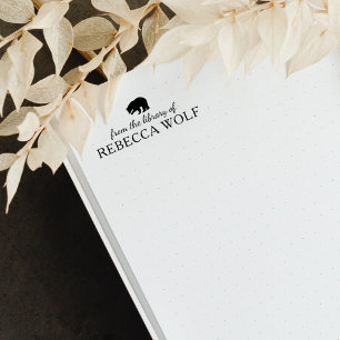 Minimalist Bear From the Library Of, Book Rubber Stamp