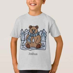 Minimalist Bear in Winter Snow land   funny T-Shirt