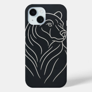 Minimalist Bear Line Drawing iPhone 15 Case