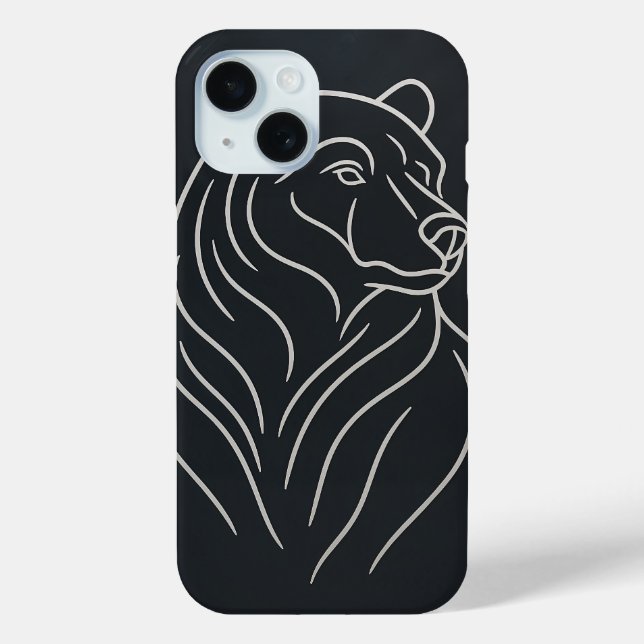 Minimalist Bear Line Drawing Case-Mate iPhone Case (Back)