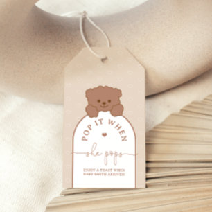 Minimalist Bear Pop it When She Pops Shower Favour Gift Tags