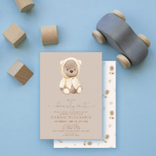 Minimalist Bearly Wait Brown Baby Shower Invitation