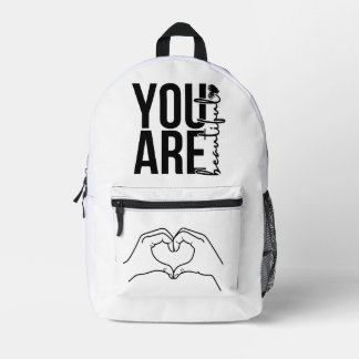 Minimalist “Beautiful” Typography Design – Black a Printed Backpack